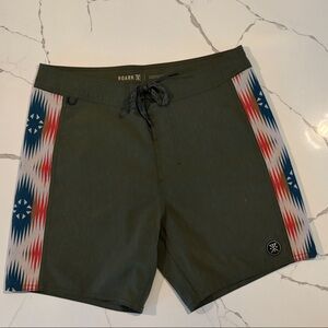 Roark Men's Olive and Patterned Swim Shorts, New w/out tags